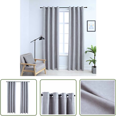 Rideaux Occultants Easy-Going - 2 Panneaux 106,7x160 Cm, Isolation Thermique Et Phonique, Passe-tringle 7,6 Cm, Gris - 8