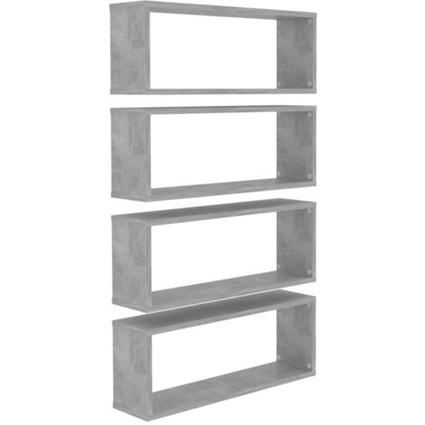 Lot De 4 étagères En Bois Gris Béton | 60x10x1,5 Cm | Rangement Salon Bureau Cuisine | Design Moderne Et Fonctionnel - 7