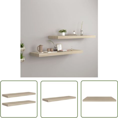 The Living Store Étagères murales flottantes 4 pcs gris béton 80x23,5x3,8 cm MDF - Étagères