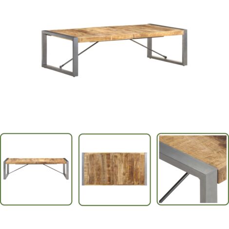 The Living Store Table basse 140x70x40 cm Bois de manguier brut - Table ...