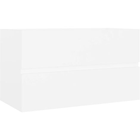 The Living Store Armoire d'évier Blanc 80x38,5x45 cm Bois d'ingénierie - Meuble De Salle De Bain - Armoire Lavabo - Rangement Salle De Bain - Meuble Blanc - Armoire Blanche