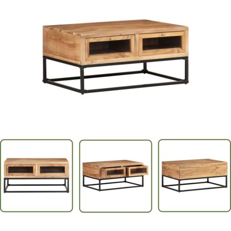 The Living Store Table basse 90x60x40 cm Bois d'acacia massif - Table ...