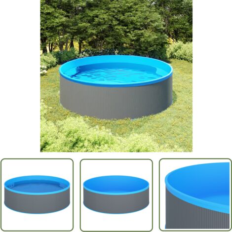 The Living Store Piscine à éclaboussures 350x90 cm Gris - Piscine Hors Sol - Piscine Gonflable - Piscine Pour Enfants - Piscine Familiale - Piscine Rectangulaire (1/5)