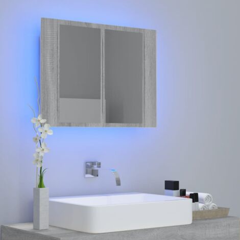 Armoire à miroir LED Chêne fumé 60x12x45 cm Bois d'ingénierie vidaXL Armoire à miroir LED Chêne fumé 60x12x45 cm Bois d'ingénierie vidaXL