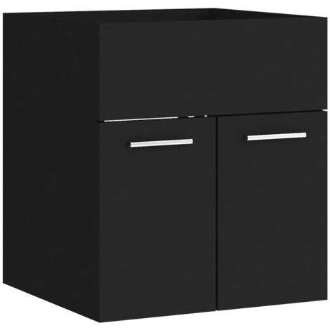 The Living Store Armoire d'évier Noir 41x38,5x46 cm Bois d’ingénierie - Armoire De Salle De Bain - Meuble Salle De Bain - Rangement Salle De Bain - Armoire Lavabo - Meuble Vasque