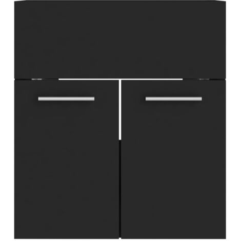 The Living Store Armoire d'évier Noir 41x38,5x46 cm Bois d’ingénierie - Armoire De Salle De Bain - Meuble Salle De Bain - Rangement Salle De Bain - Armoire Lavabo - Meuble Vasque