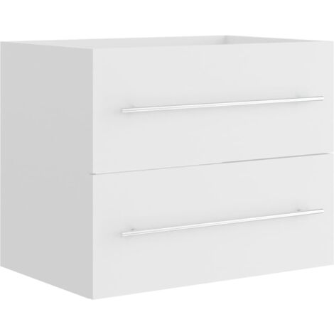 The Living Store Armoire d'évier Blanc 60x38,5x48 cm Bois d’ingénierie - Meuble Salle De Bain - Armoire Lavabo - Meuble Vasque - Rangement Salle De Bain - Commode Salle De Bain