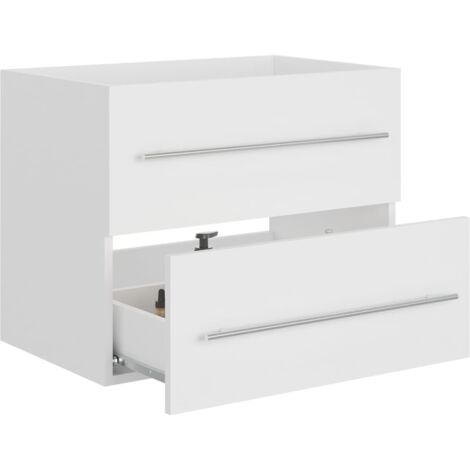 The Living Store Armoire d'évier Blanc 60x38,5x48 cm Bois d’ingénierie - Meuble Salle De Bain - Armoire Lavabo - Meuble Vasque - Rangement Salle De Bain - Commode Salle De Bain