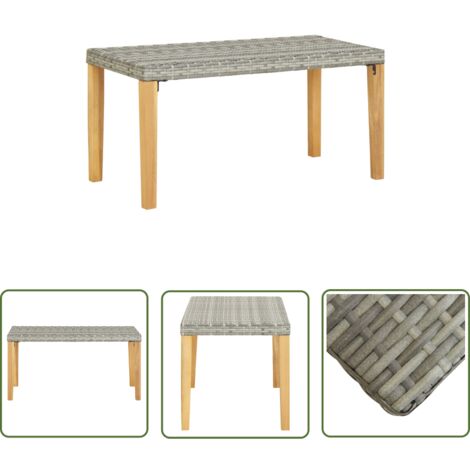 The Living Store Banc de jardin 120 cm Gris Résine tressée et bois d'acacia - Banc De Jardin - Mobilier De Jardin - Banc Extérieur - Chaise Longue - Résine Tressée (1/5)