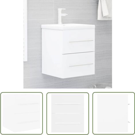 The Living Store Armoire d'évier Blanc 41x38,5x48 cm Bois d’ingénierie - Armoire De Salle De Bain - Meuble Salle De Bain - Rangement Salle De Bain - Armoire Lavabo - Blanc