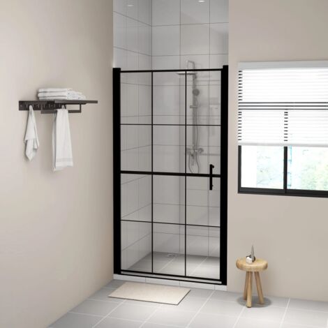 Porte de douche verre trempé 100x178 cm noir - The Living Store (1/5)