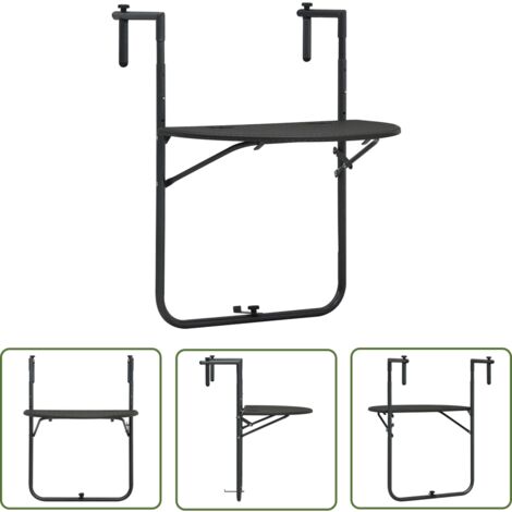 The Living Store Table de balcon Marron 60x64x83,5 cm Plastique Aspect de rotin - Table De Balcon - Table Pliable - Table Extérieure - Mobilier De Jardin - Table Ronde (1/5)