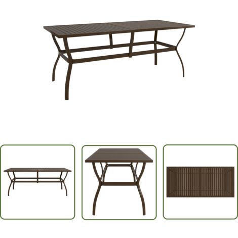 The Living Store - Table de jardin Marron 190x80x72 cm Acier (1/5)