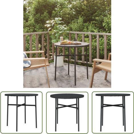 The Living Store Table à thé Noir 45 cm Résine tressée - Table À Thé - Table D'extérieur - Mobilier De Jardin - Table Ronde - Résine Tressée (1/5)