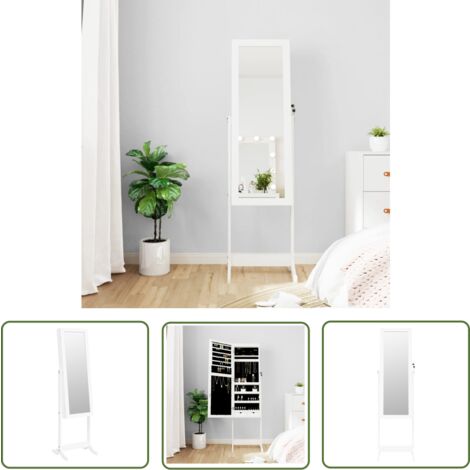 Armoire à Bijoux Blanche sur Pied avec Miroir Intégré | Idée cadeau