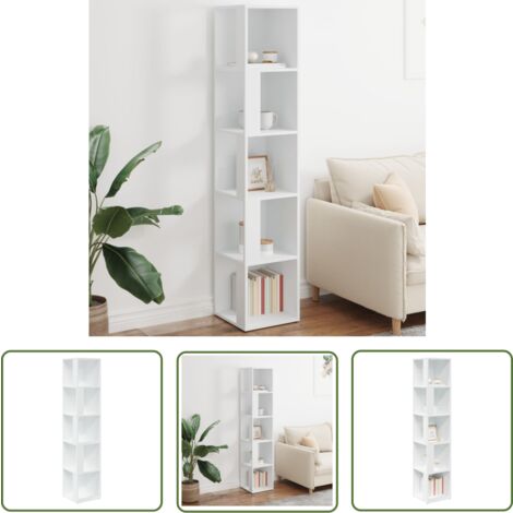 The Living Store Armoire d'angle Blanc 33x33x164,5 cm Bois d'ingénierie - Meuble D'angle - Armoire D'angle - Rangement Mural - Étagère D'angle - Meuble Blanc