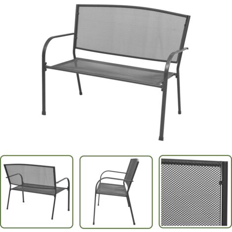 The Living Store Banc de jardin 108 cm acier et maille anthracite - Banc De Jardin - Banc Extérieur - Mobilier De Jardin - Chaise Longue - Design Industriel (1/5)