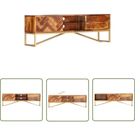 Meuble TV Bois De Sesham Massif 120 X 30 X 45 Cm|Meubles TV