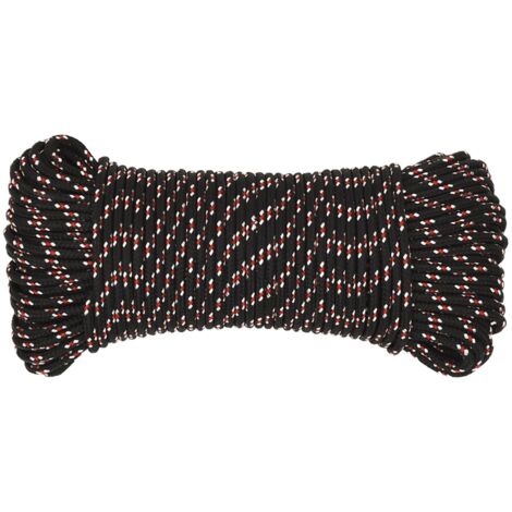 Corde tressée noire pour poteaux d'accueil or 1,5m - Achat & prix