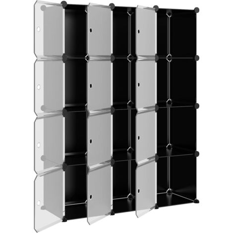 The Living Store Cubes de rangement 12 pcs avec portes noir PP - Cube ...