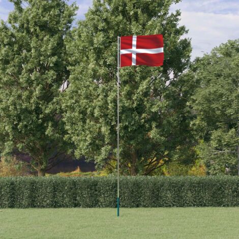 Drapeau du Danemark et mât 5,55 m Aluminium - The Living Store