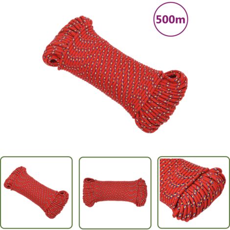 Corde Polypropylène 6mm X 500m Rouge - Marine, Flottante - Pour Bateau, Quai, Bricolage