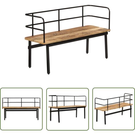 The Living Store Banc 120 x 40 x 70 cm Bois de manguier massif - Banc Entrée - Banc Bois Massif - Banc Industrielle - Mobilier Salle D'entrée - Rangement Hall