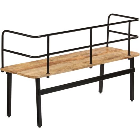 The Living Store Banc 120 x 40 x 70 cm Bois de manguier massif - Banc Entrée - Banc Bois Massif - Banc Industrielle - Mobilier Salle D'entrée - Rangement Hall
