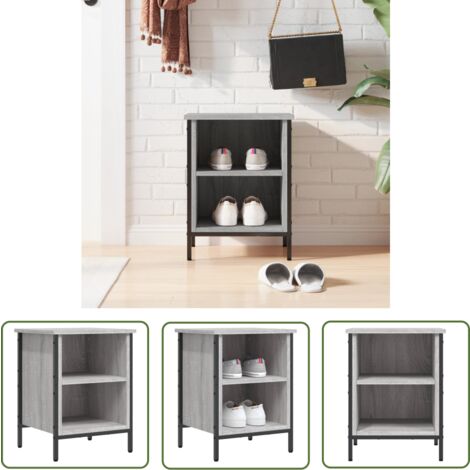 The Living Store Armoire à chaussures sonoma gris 38x35x50 cm bois d'ingénierie - Meuble À Chaussures - Rangements Chaussures - Armoire Chaussure - Rangement Entrée - Organisateur Chaussures (1/5)