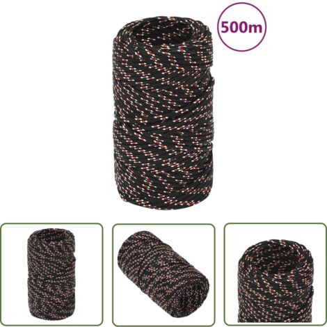 Tidyard Corde De Bateau Polypropylène Noir 8 Mm 500 M - Gréement Amarre Voile Yachting Résistante