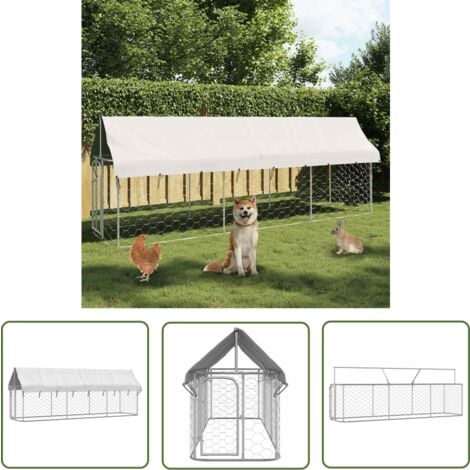 The Living Store Chenil extérieur avec toit 400x100x150 cm - Chenil Exterieur - Abri Chien - Niche Chien - Cage Chien - Maison Chien