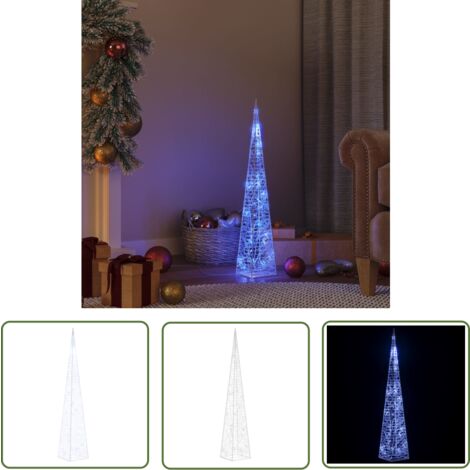 Cône Lumineux Décoratif Pyramide LED Acrylique Blanc Froid 90cm - Décoration Noel - Cone