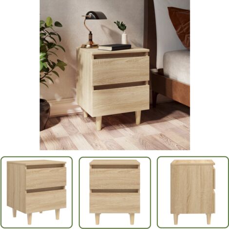 The Living Store Table de chevet avec pieds en pin Chêne sonoma 40x35x50 cm - Table De Chevet - Meuble De Chambre - Table Nuit - Commode - Style Scandinave (1/5)