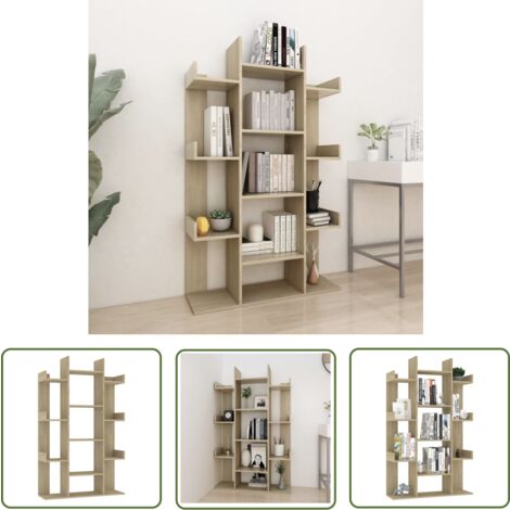 The Living Store Bibliothèque Chêne Sonoma 86x25,5x140 cm Bois d’ingénierie - Bibliothèque - Étagère - Rangement - Livre - Décoration (1/5)