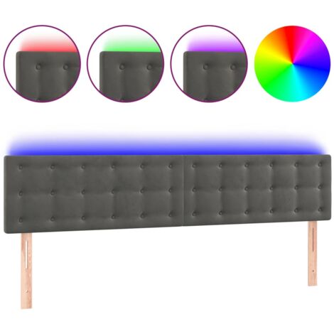 Tête de lit à LED Gris foncé 180x5x78/88 cm Velours Tête de lit à LED Gris foncé 180x5x78/88 cm Velours