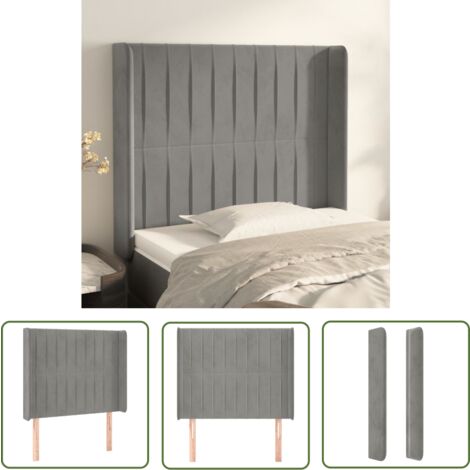 HOMCOM Tête De Lit Rembourrée Velours Gris 185x8x134 Cm - Dossier Confortable Avec Pieds En Bois