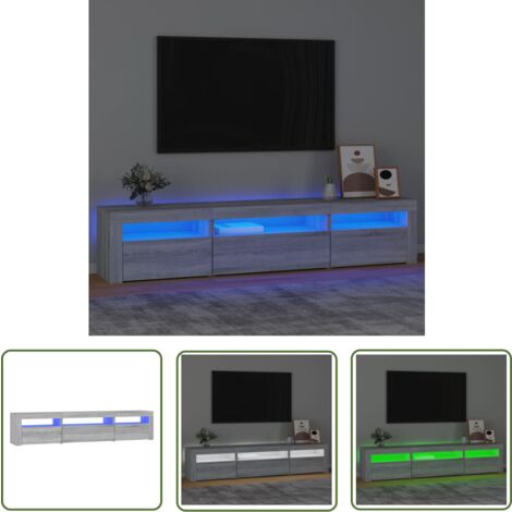 Meuble TV Avec LED - Sonoma Gris - 135x39x30 Cm - Moderne