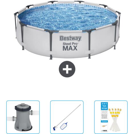 Piscine Bestway Ronde Steel Pro MAX - 305 x 76 cm - Grise - Incluse Accessoire CB46 (1/4)