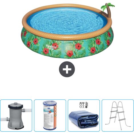 Piscine gonflable ronde Bestway à réglage rapide - Paradise Print - 457 x 84 cm - Comprend des Accessoires CB59 (1/4)