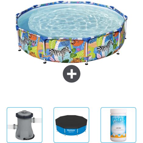 Piscine Bestway Ronde Steel Pro - 305 x 66 cm - Imprimé Jungle - Incluse Accessoire CB39 (1/4)