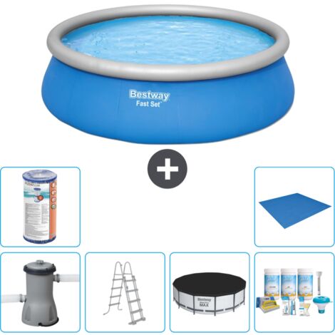 Piscine gonflable ronde Bestway à réglage rapide - 457 x 122 cm - Bleue - Comprend des Accessoires CB21 (1/5)