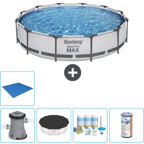 Piscine Bestway Ronde Steel Pro MAX - 366 x 76 cm - Grise - Comprend des Accessoires CB11 (1/5)