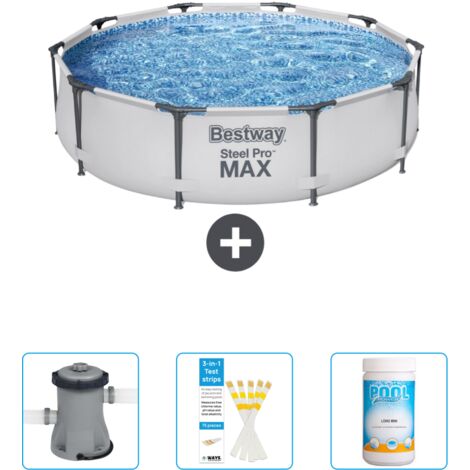 Piscine Bestway Ronde Steel Pro MAX - 305 x 76 cm - Grise - Incluse Accessoire CB37 (1/4)