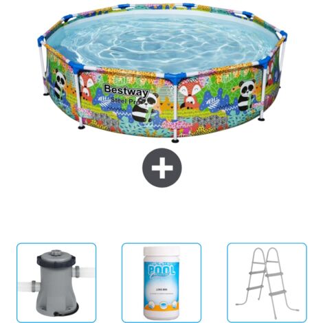 Piscine Bestway Ronde Steel Pro - 274 x 66 cm - Imprimé Animal - Incluse Accessoire CB48 (1/4)
