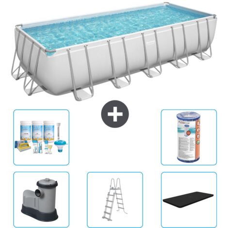 Piscine Rectangulaire Bestway Power Steel - 640 x 274 x 132 - Grise - Comprend des Accessoires CB29 (1/3)
