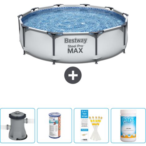 Piscine Bestway Ronde Steel Pro MAX - 305 x 76 cm - Grise - Comprend des Accessoires CB49 (1/4)