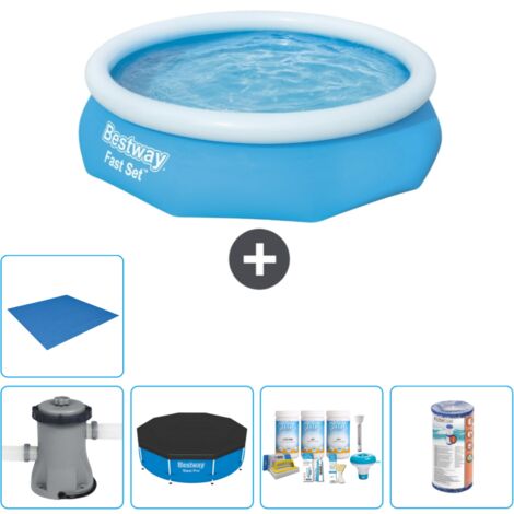 Piscine gonflable ronde Bestway à réglage rapide - 305 x 76 cm - Bleue - Comprend des Accessoires CB11 (1/5)