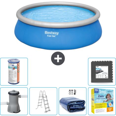 Piscine gonflable ronde Bestway à réglage rapide - 457 x 122 cm - Bleue - Comprend des Accessoires CB27 (1/5)