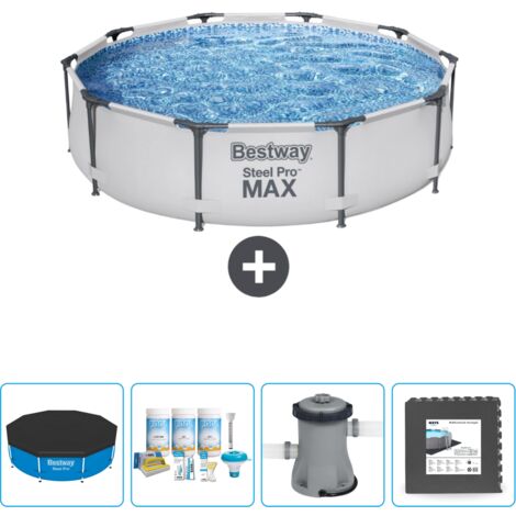 Piscine Bestway Ronde Steel Pro MAX - 305 x 76 cm - Grise - Incluse Accessoire CB3 (1/5)