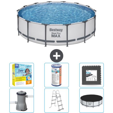 Piscine Bestway ronde Steel Pro MAX - 427 x 107 cm - Grise - Comprend des Accessoires CB35 (1/4)